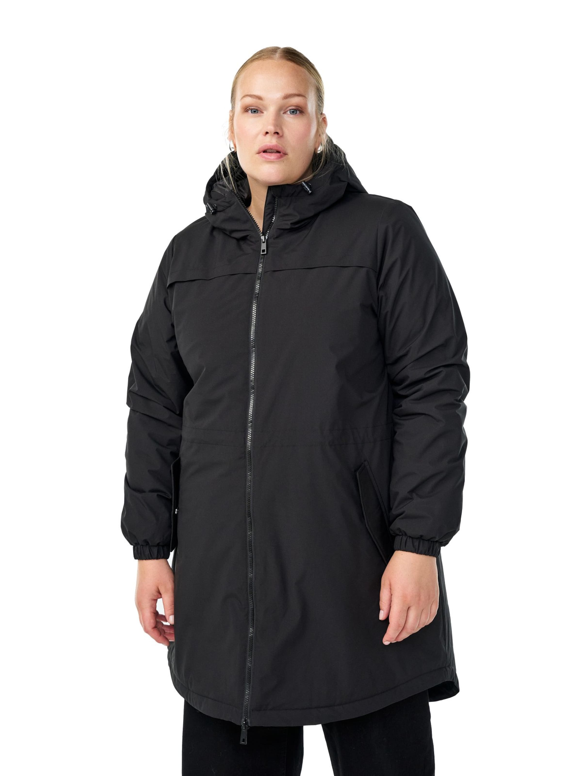 Zizzi Übergangsparka 'CACAM' in Schwarz: Vorderseite