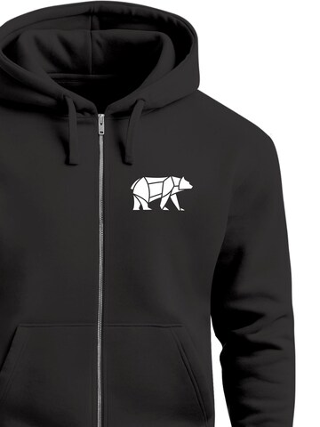 Neverless Sweatjacke 'Bär Lineart Polygon'‌‌‌‌ in Schwarz
