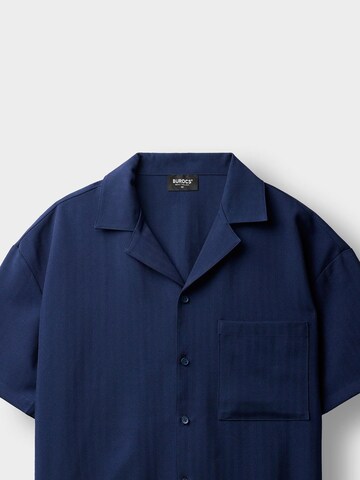 Burocs Comfort Fit Hemd 'Herringbone'‌ in Blau