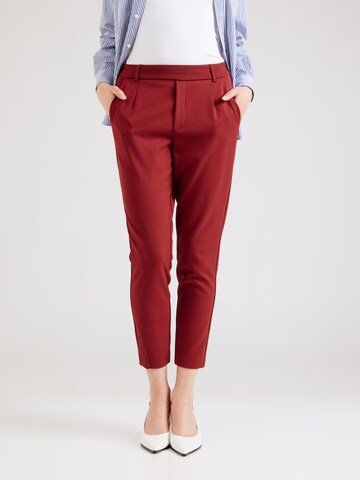 VILA Slim fit Pleat-Front Pants 'VIVarone' in Red: front