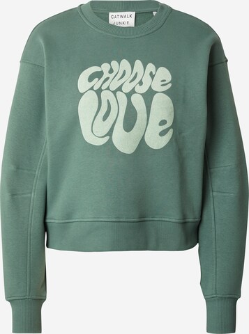 Sweat-shirt 'CHOOSE LOVE' CATWALK JUNKIE en vert : devant