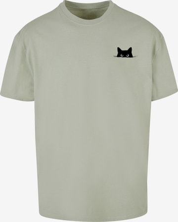 Merchcode - Camisa 'Halloween - Cat Tee' em verde: frente