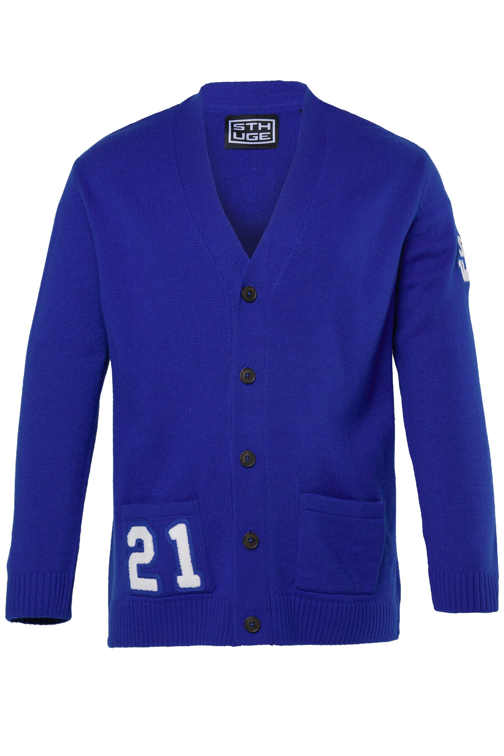 STHUGE Knit Cardigan in Blue: front