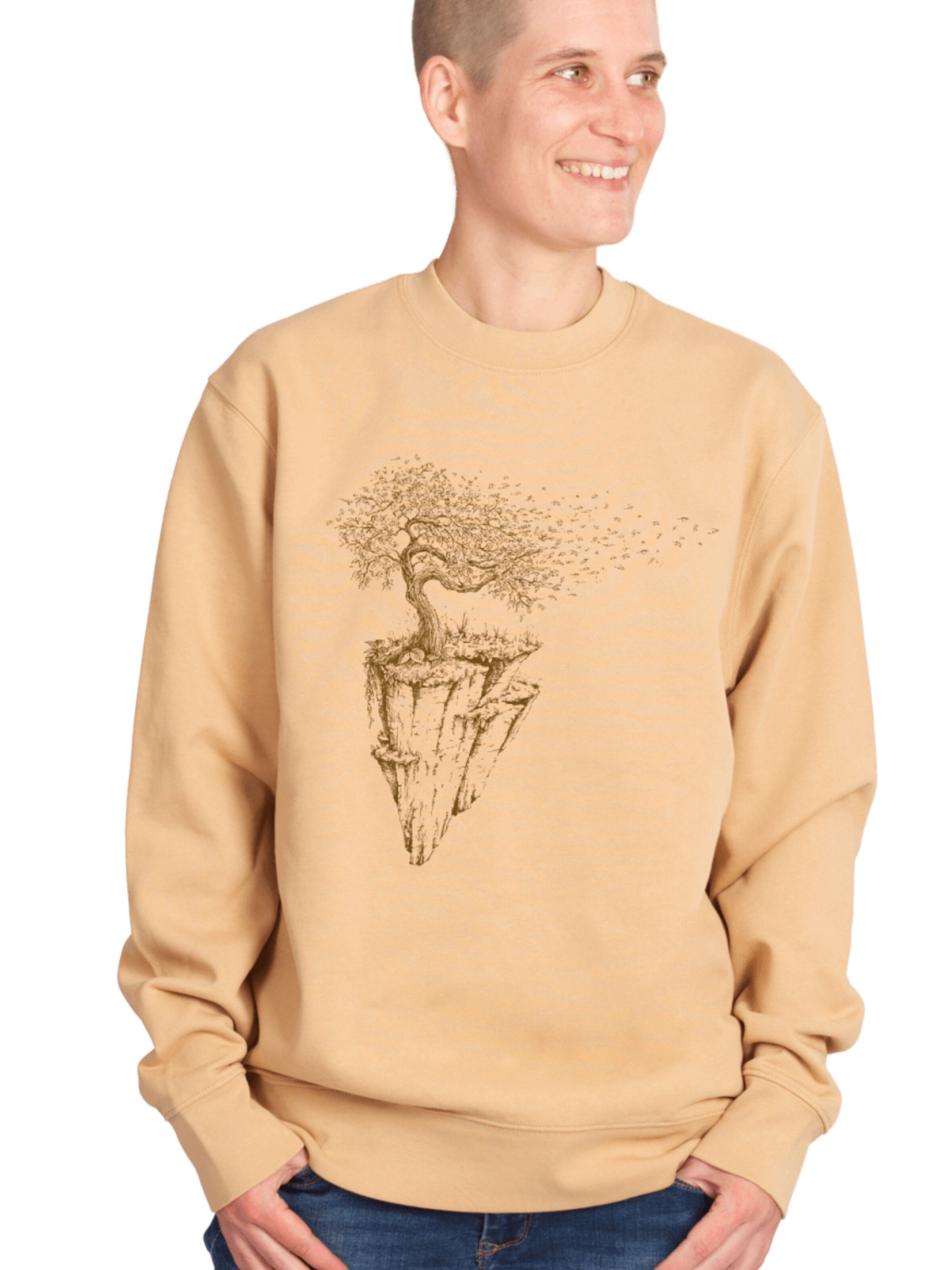Life-Tree Sweater 'Organic Fairwear Maple Island' in Beige: front