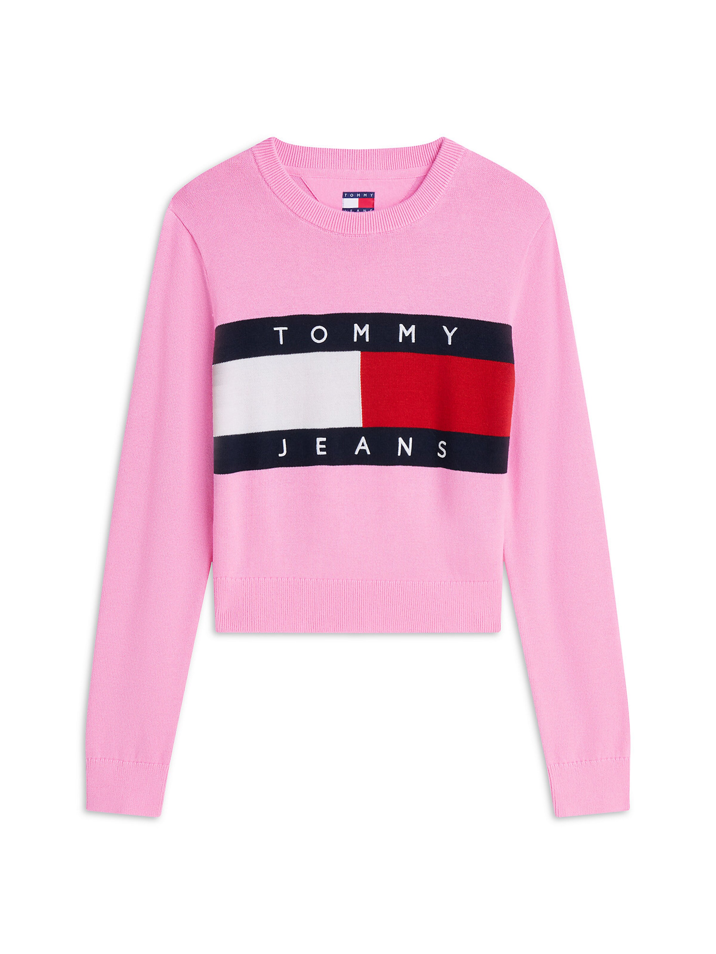 Tommy Jeans Pullover in XXS in navy / hellpink / rot / weiß, Produktansicht