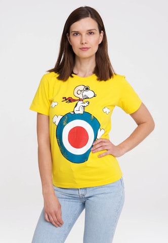 LOGOSHIRT Shirt 'Peanuts - Snoopy' in Yellow: front