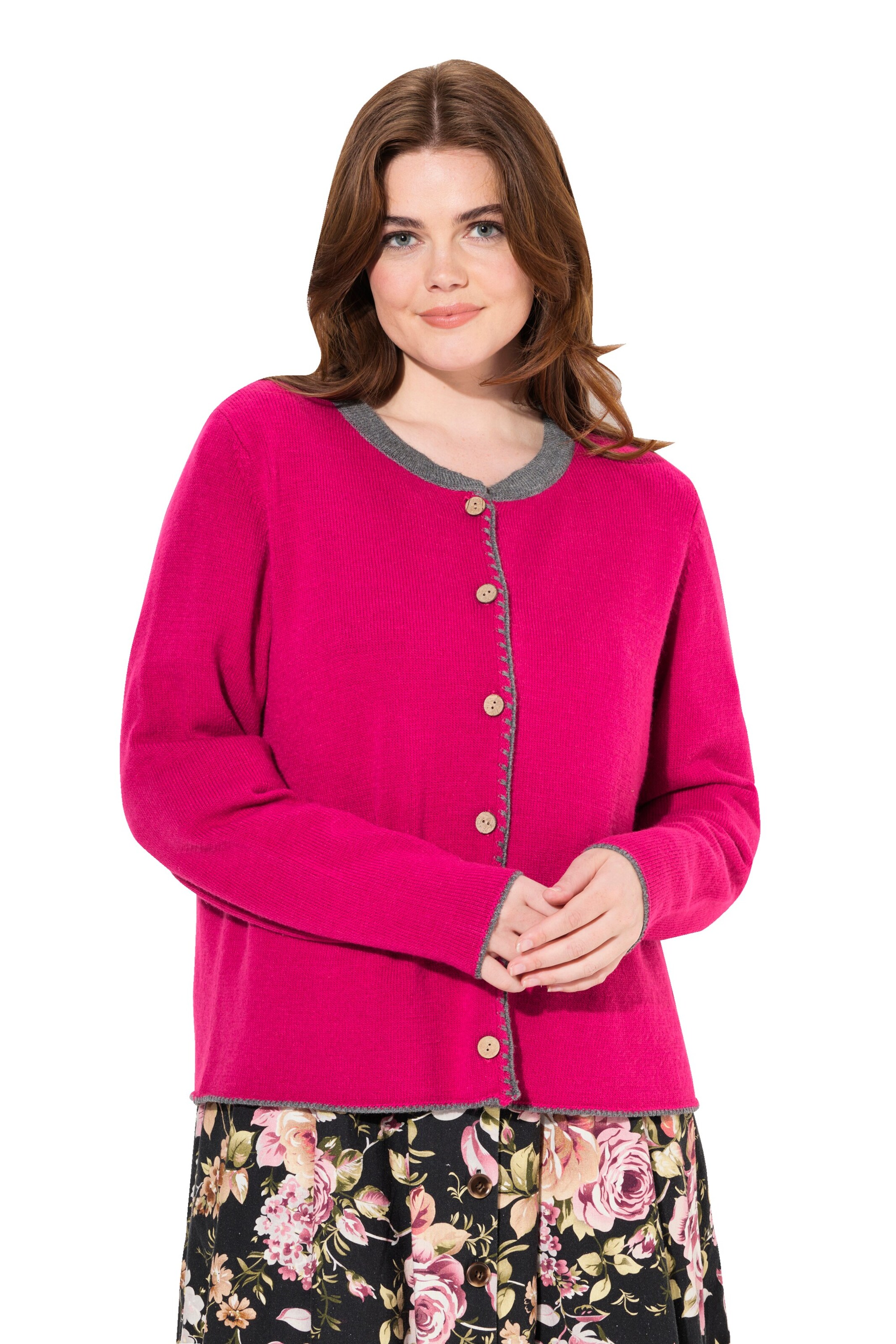 Ulla Popken Strickjacke in Pink: Vorderseite