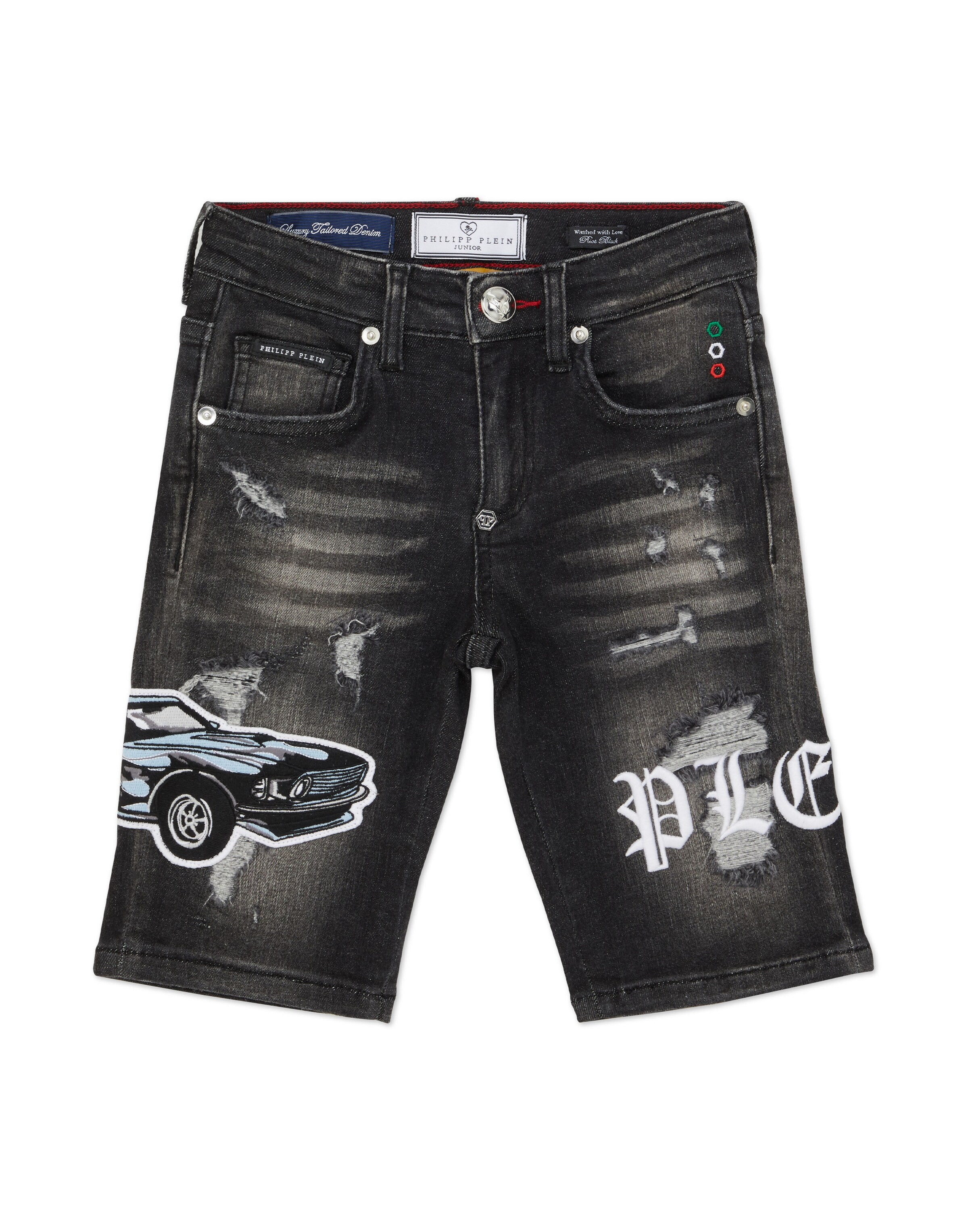 Philipp Plein Regular Shorts  'Racing' in Schwarz: Vorderseite