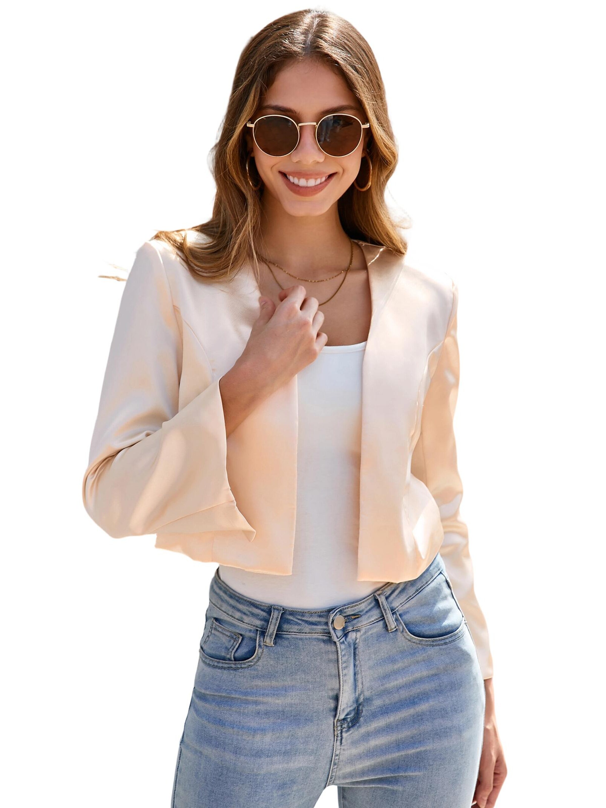 Yesfashion Marynarka w kolorze pomarańczowy