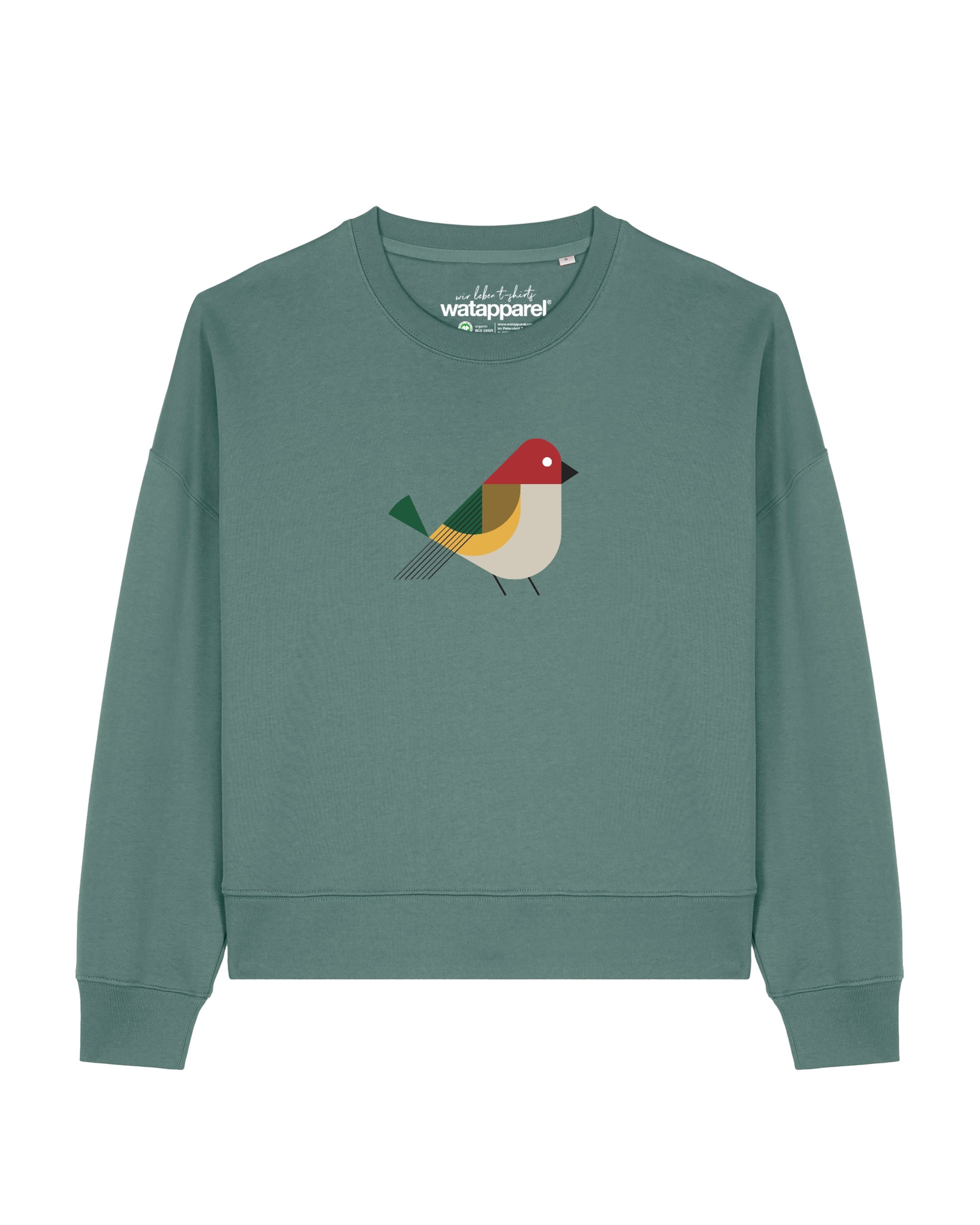 Watapparel Sweatshirt 'Vogel ' in Grün: Vorderseite