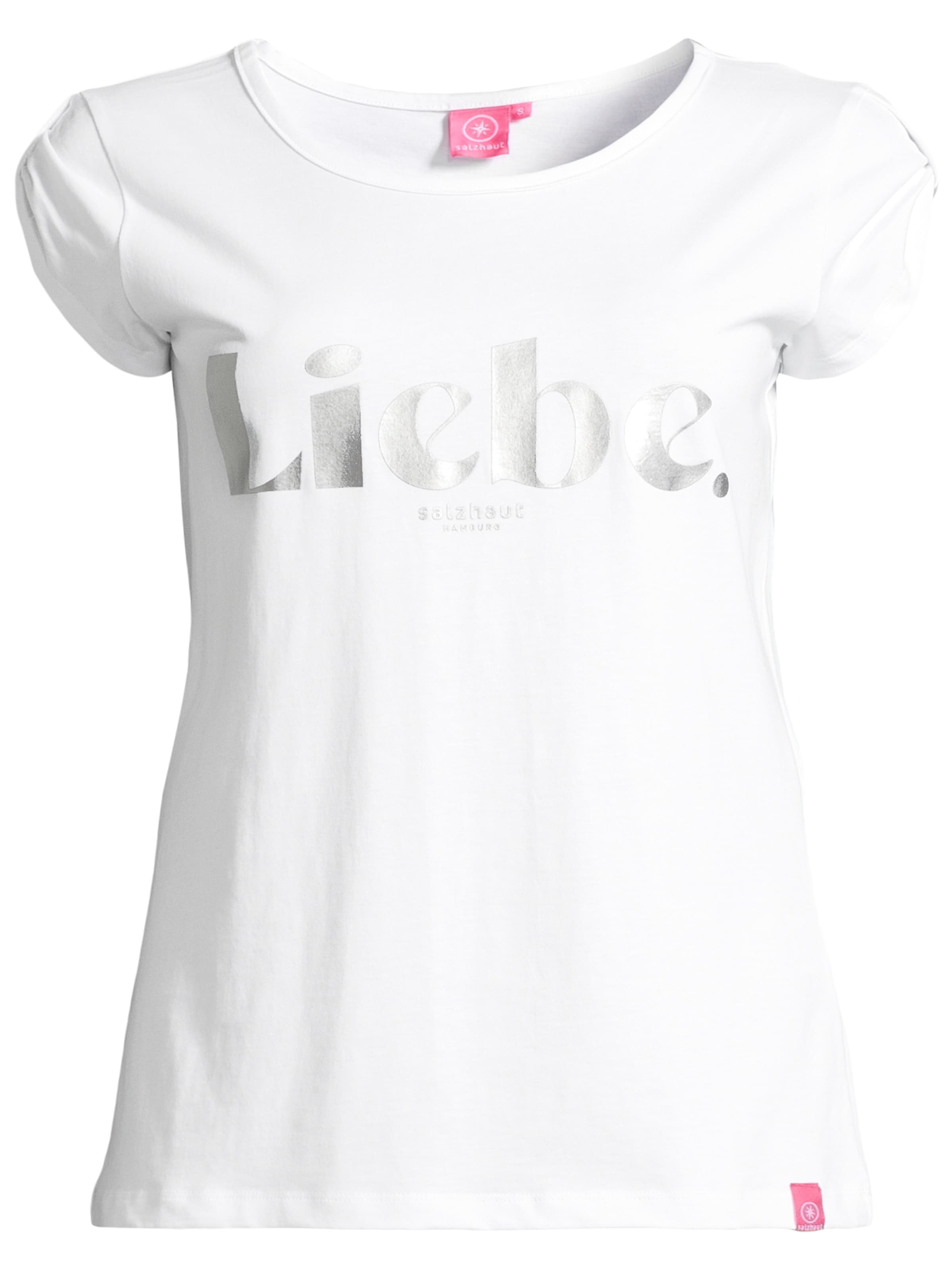 salzhaut Shirt 'BIIKE  LIEBE' in Wit: voorkant