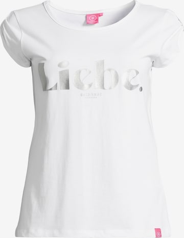 salzhaut Shirt 'BIIKE LIEBE' in White: front