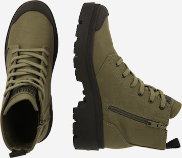 Palladium Lace-Up Ankle Boots 'BASE TWILL' in Green