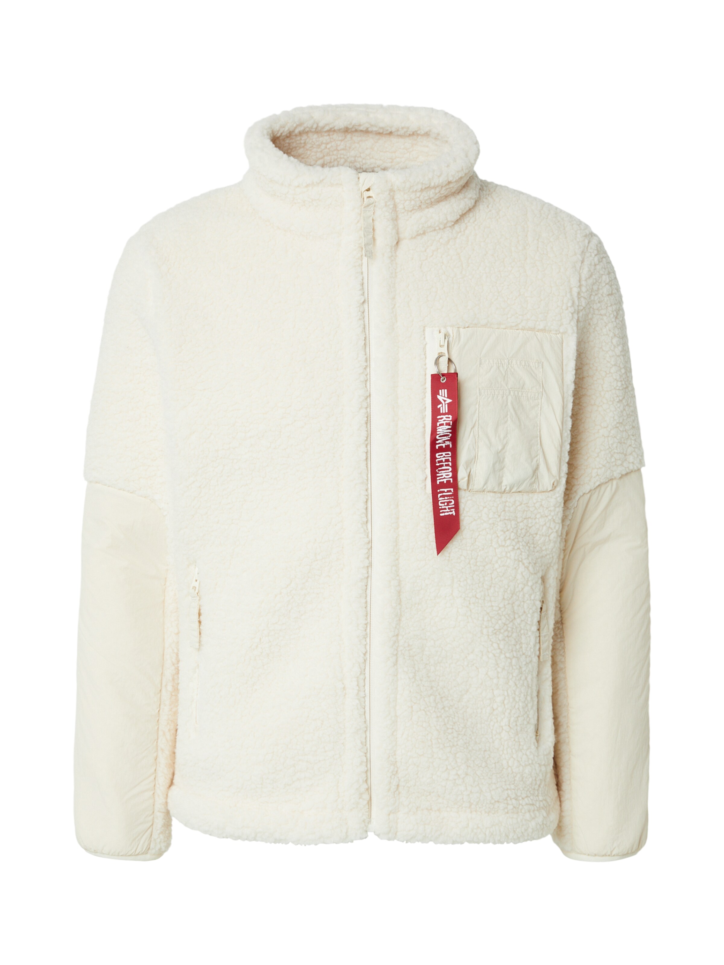 ALPHA INDUSTRIES Fleece Jacket 'Sherpa' in White: front
