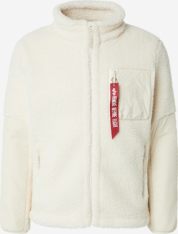 ALPHA INDUSTRIES Fleecová mikina 'Sherpa' – bílá: přední strana