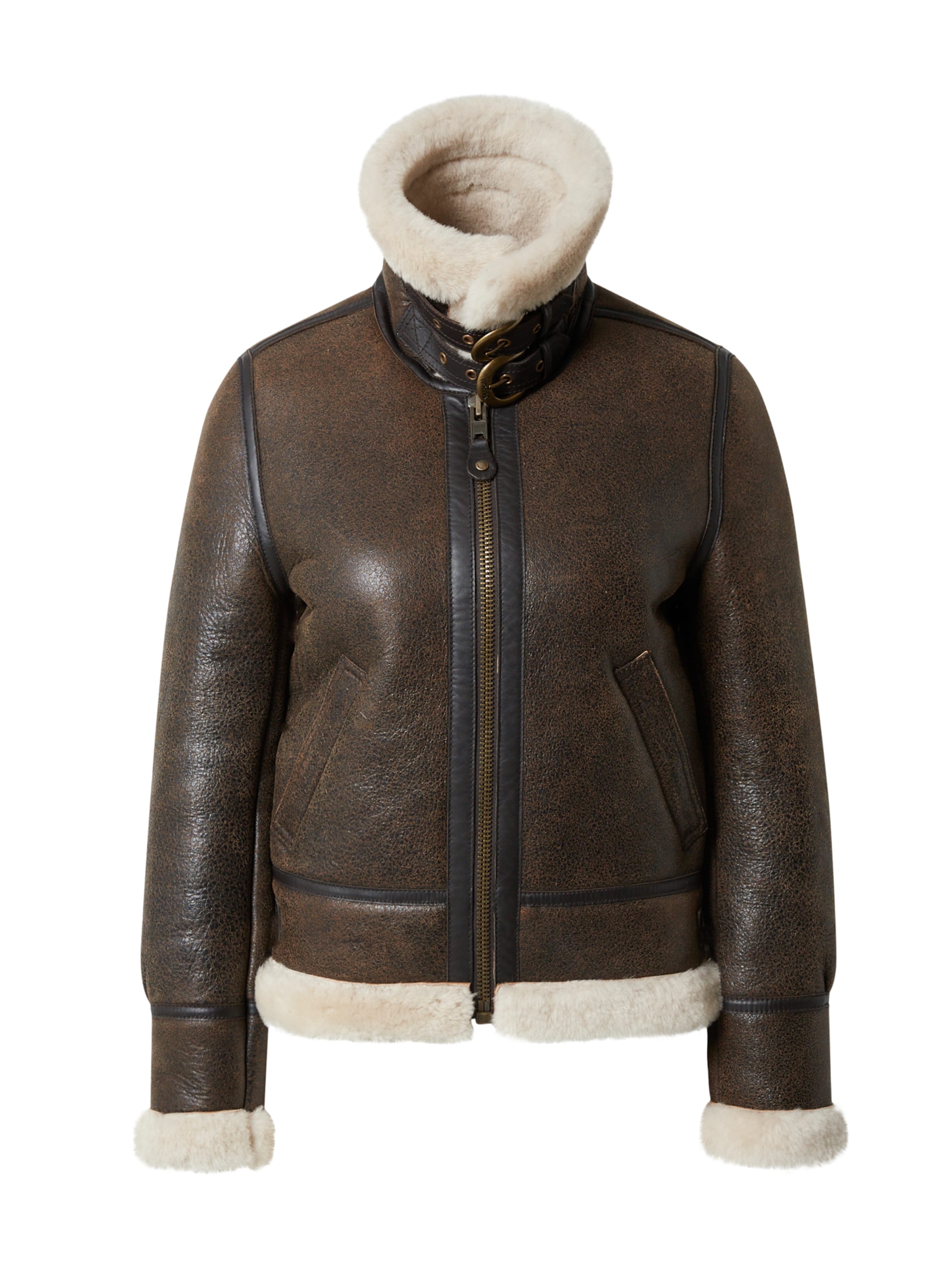 Schott NYC Φθινοπωρινό και ανοιξιάτικο μπουφάν σε καφέ: μπροστά