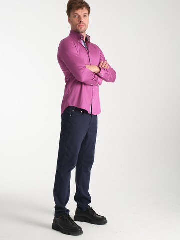 Slim fit Camicia business 'Roma Satin Man Shirt Green' di 7Camicie in lilla