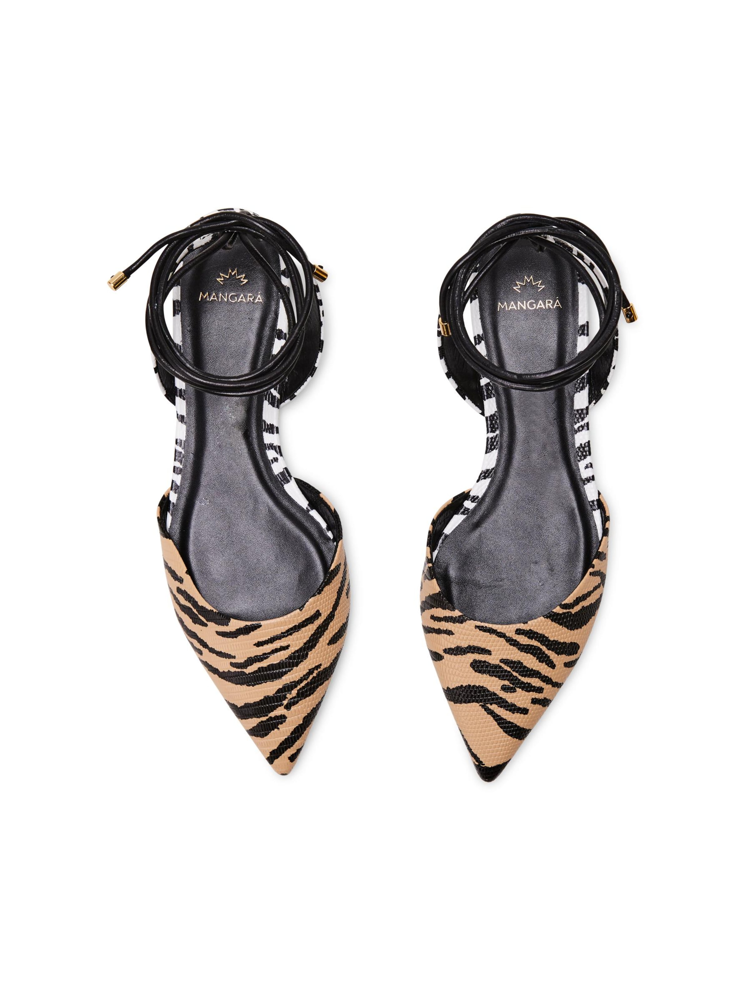 Mangara Atelier - Bailarina 'Sandales plates Mangara Palmito imprimé animal' en marrón