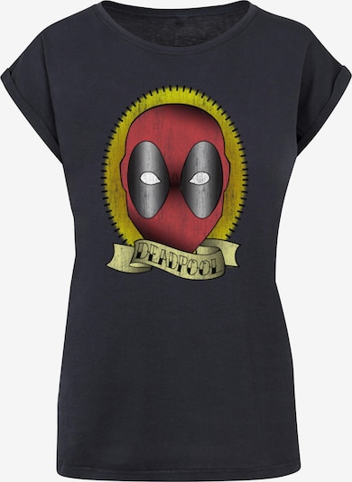 ABSOLUTE CULT T-Shirt 'Deadpool - Tattoo' in navy / hellgelb / grau / grenadine, Produktansicht