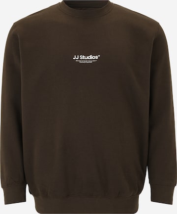 Jack & Jones PlusSweater majica 'JJESOHO' - smeđa boja: prednji dio