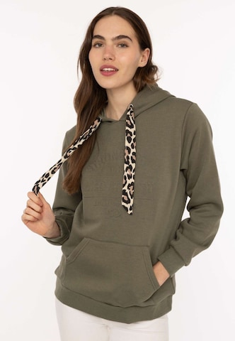 Sweat-shirt 'STRONG SOUL' Zwillingsherz en vert : devant