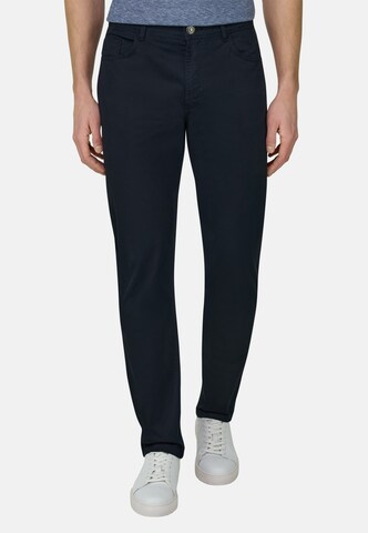 Boggi Milano Slim fit Chino trousers in Blue: front
