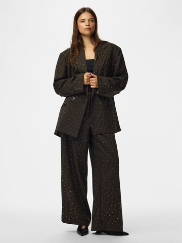 PIECES Wide leg Broek 'PCFALKA' in Bruin