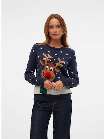 VERO MODA Trui 'VMSnowy' in Blauw: voorkant