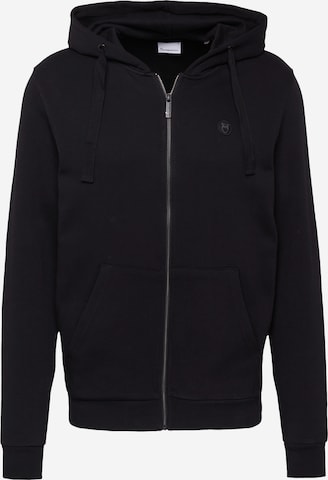 Veste de survêtement KnowledgeCotton Apparel en noir : devant