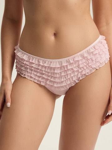 ESOTIQ - Panti 'Slip Afrill, zarte Rüschen, glatte Microfaser, transparent' en rosa
