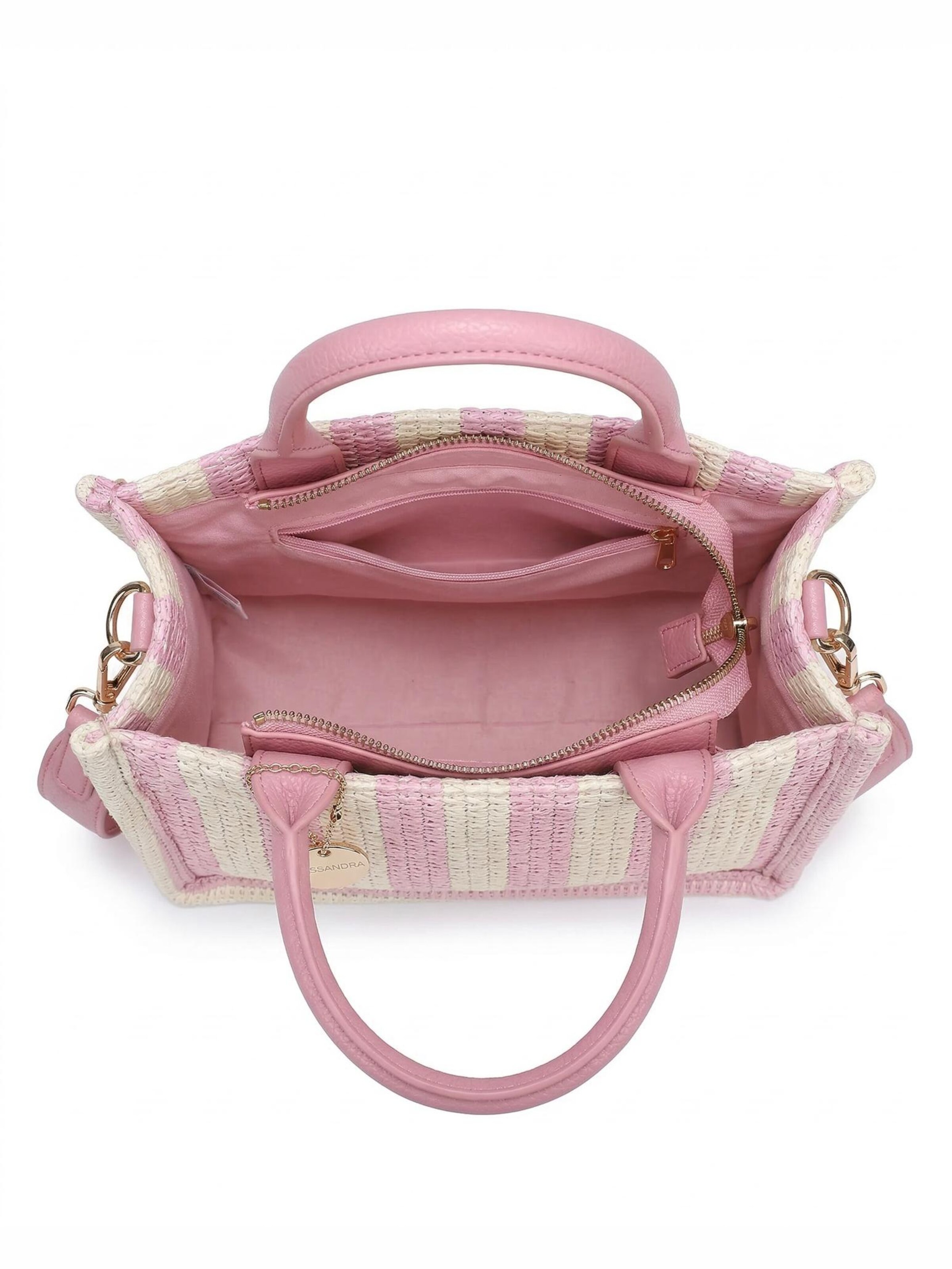 Borsa a tracolla 'Borsa a Tracolla Eliara Donna - Tessuto Intrecciato Rafia e' di Kassandra in rosa