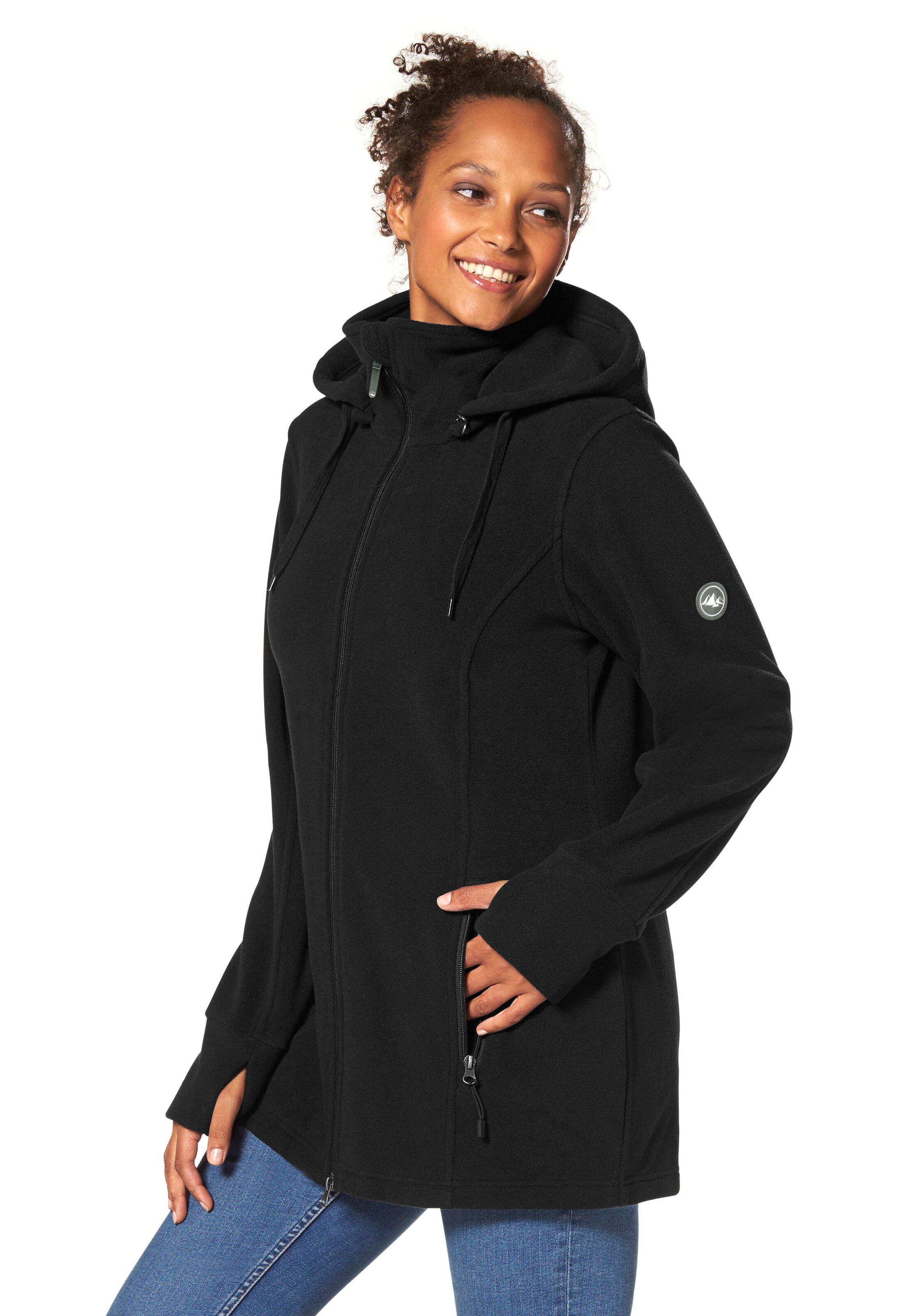 POLARINO Athletic Fleece Jacket in Black: front
