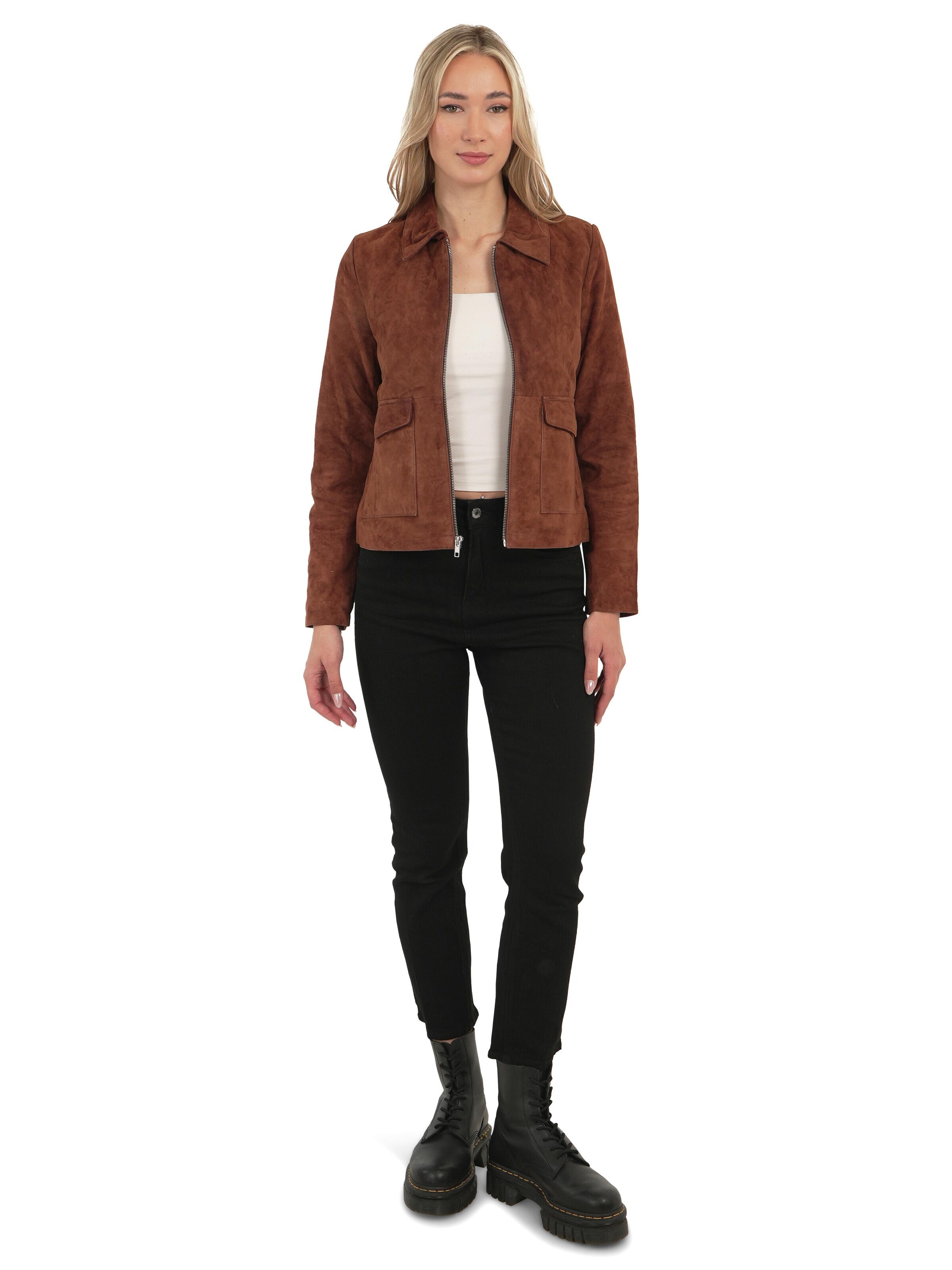 Chic and Clicks - Chaqueta de entretiempo 'Terra Suede' en marrón