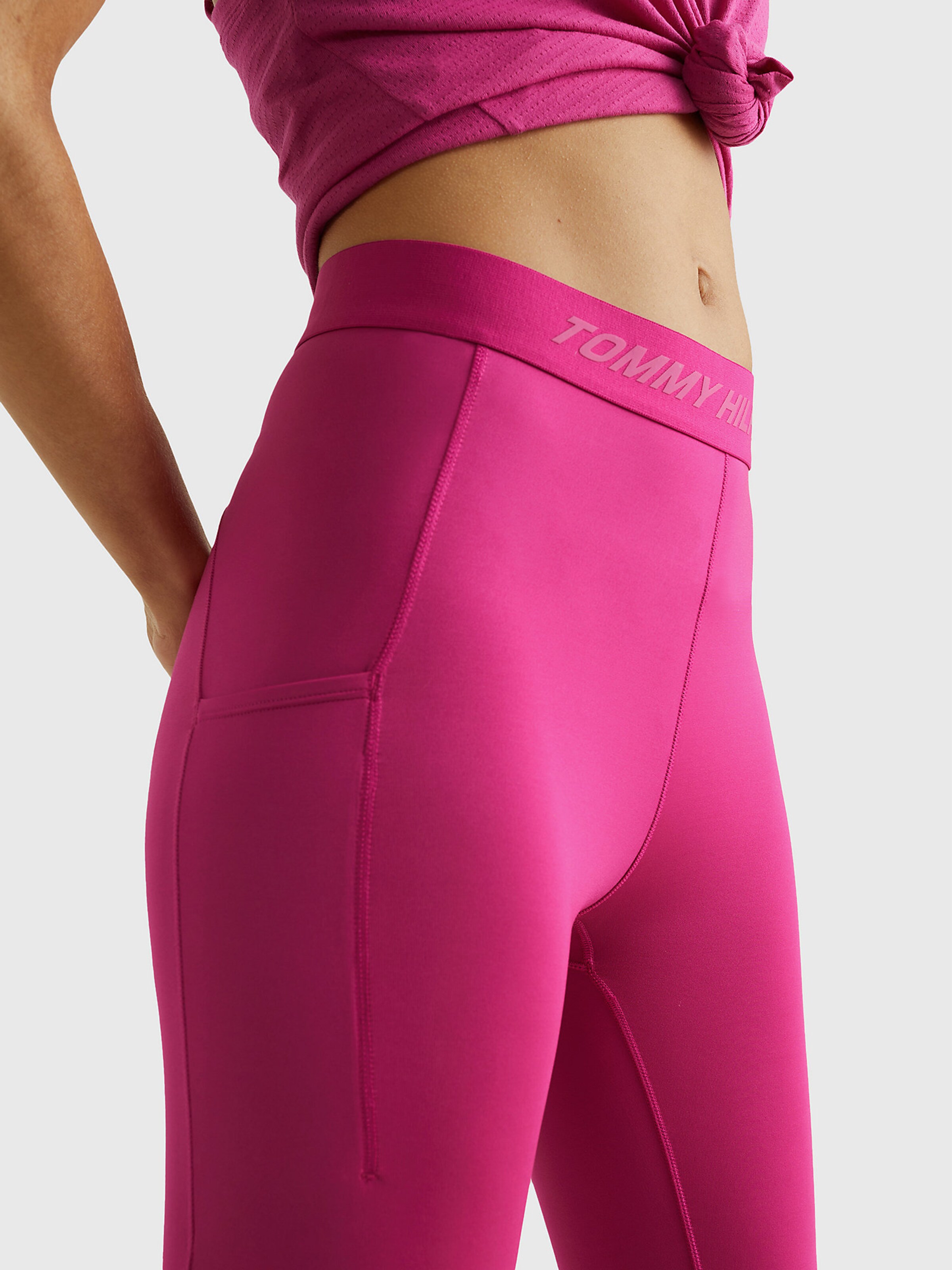 TOMMY HILFIGER Sportbroek in Fuchsia | ABOUT YOU