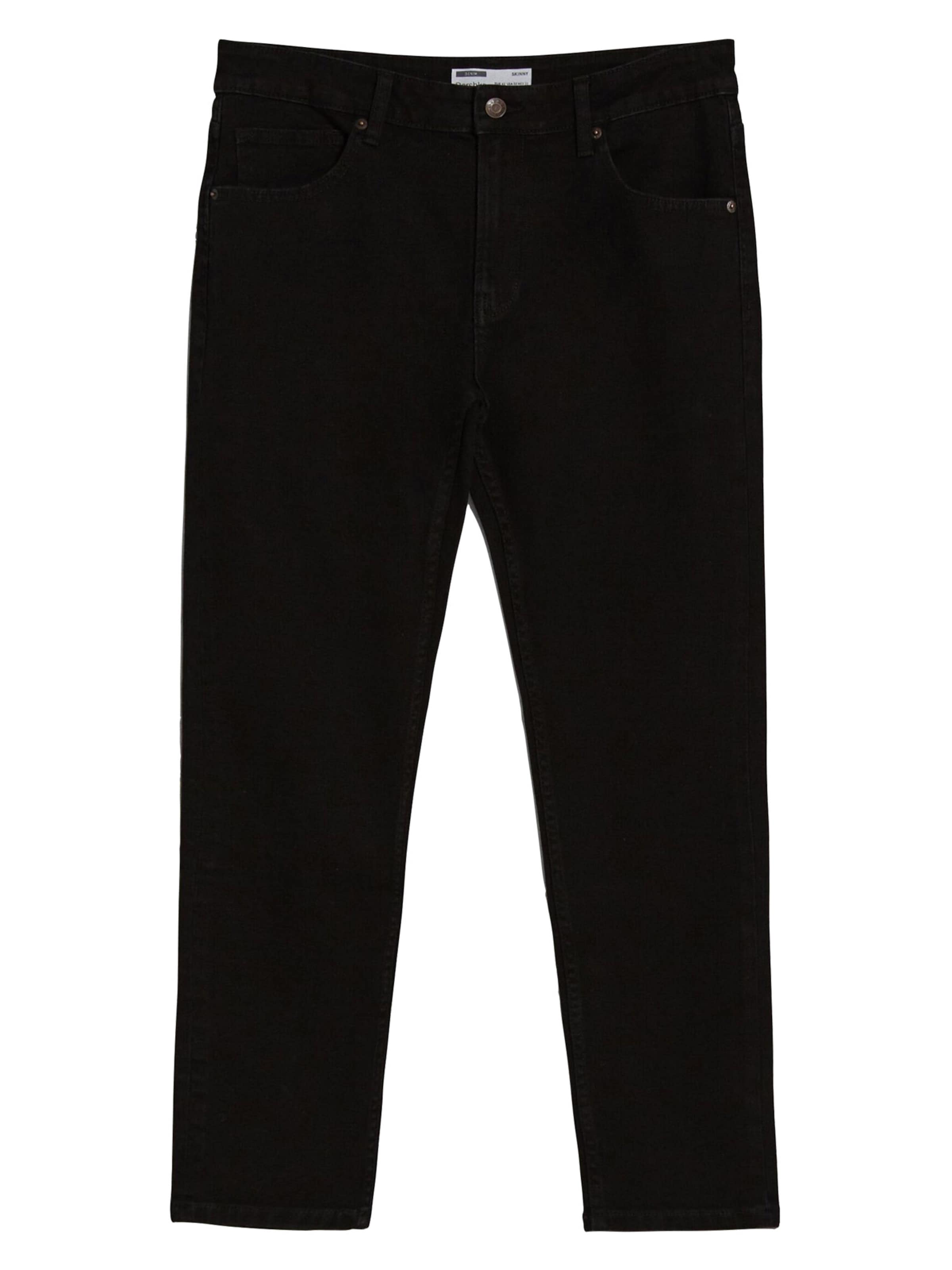 BershkaSkinny Traperice - crna boja: prednji dio