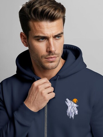 Neverless Sweatjacke 'Polygon Wolf'‌‌‌‌‌‌‌ in Blau