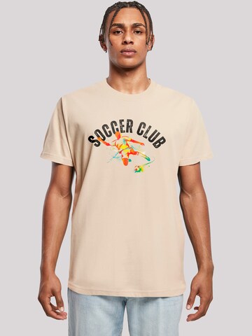 F4NT4STIC Shirt 'Soccer Club Sport Fan Artwork' in Beige: voorkant