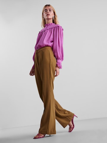 Y.A.S Flared Trousers with creases 'Crima' in Brown