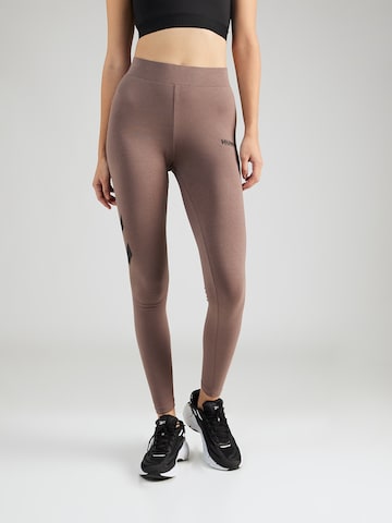 Hummel - Skinny Pantalón deportivo 'LEGACY' en marrón: frente
