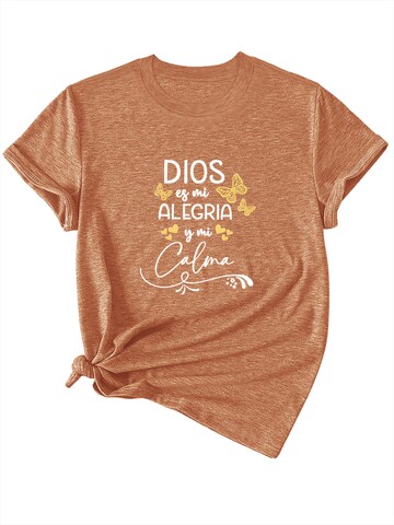GORHEY Shirt 'Women's Summer Short-Sleeve Shirt with Slogan Print Slogan Tees' in Bruin