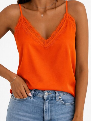 Worldclassca Top 'Spaghetti Lace Trim Top' in Orange
