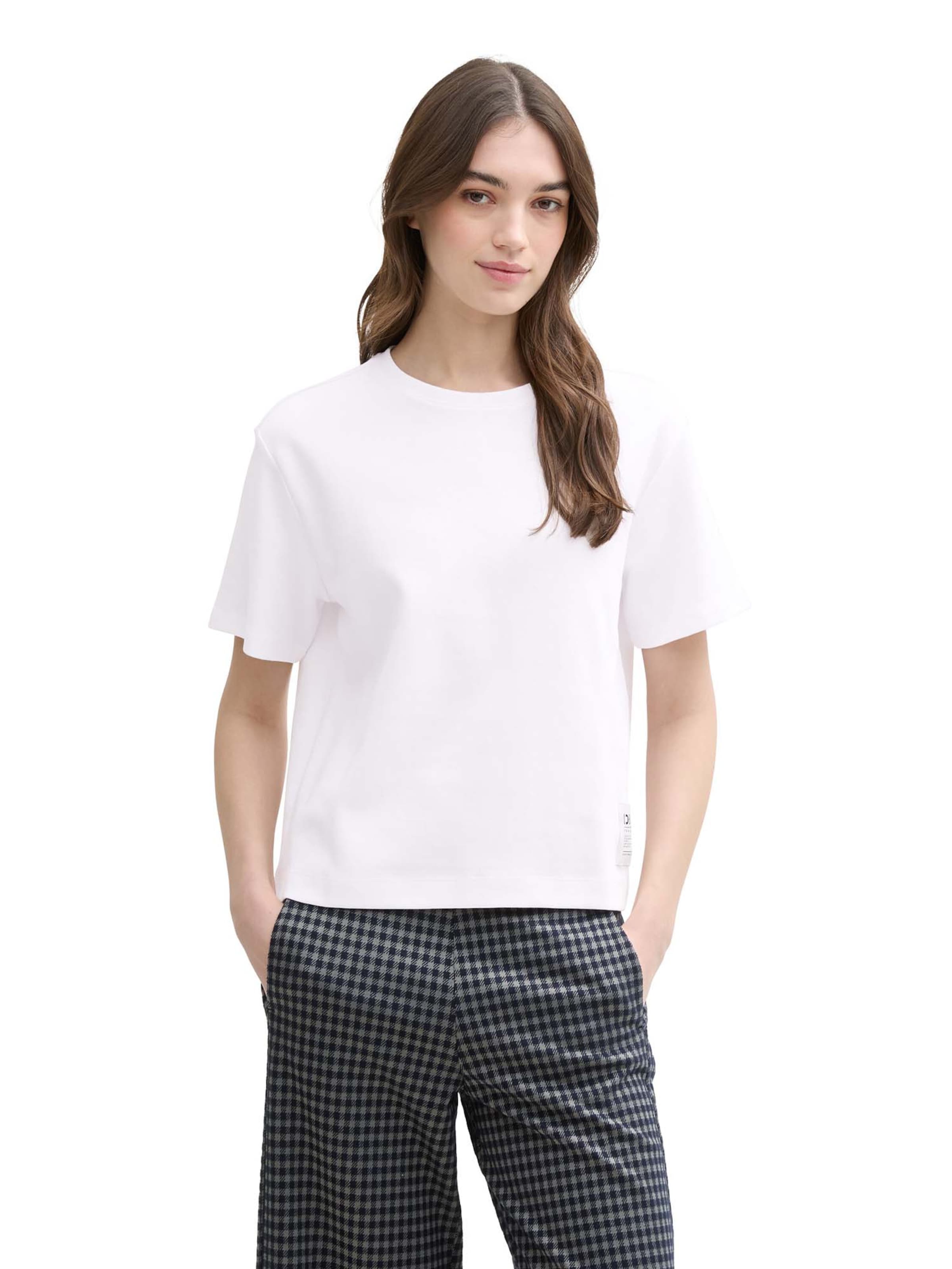 TOM TAILOR DENIM Majica | bela barva: sprednja stran