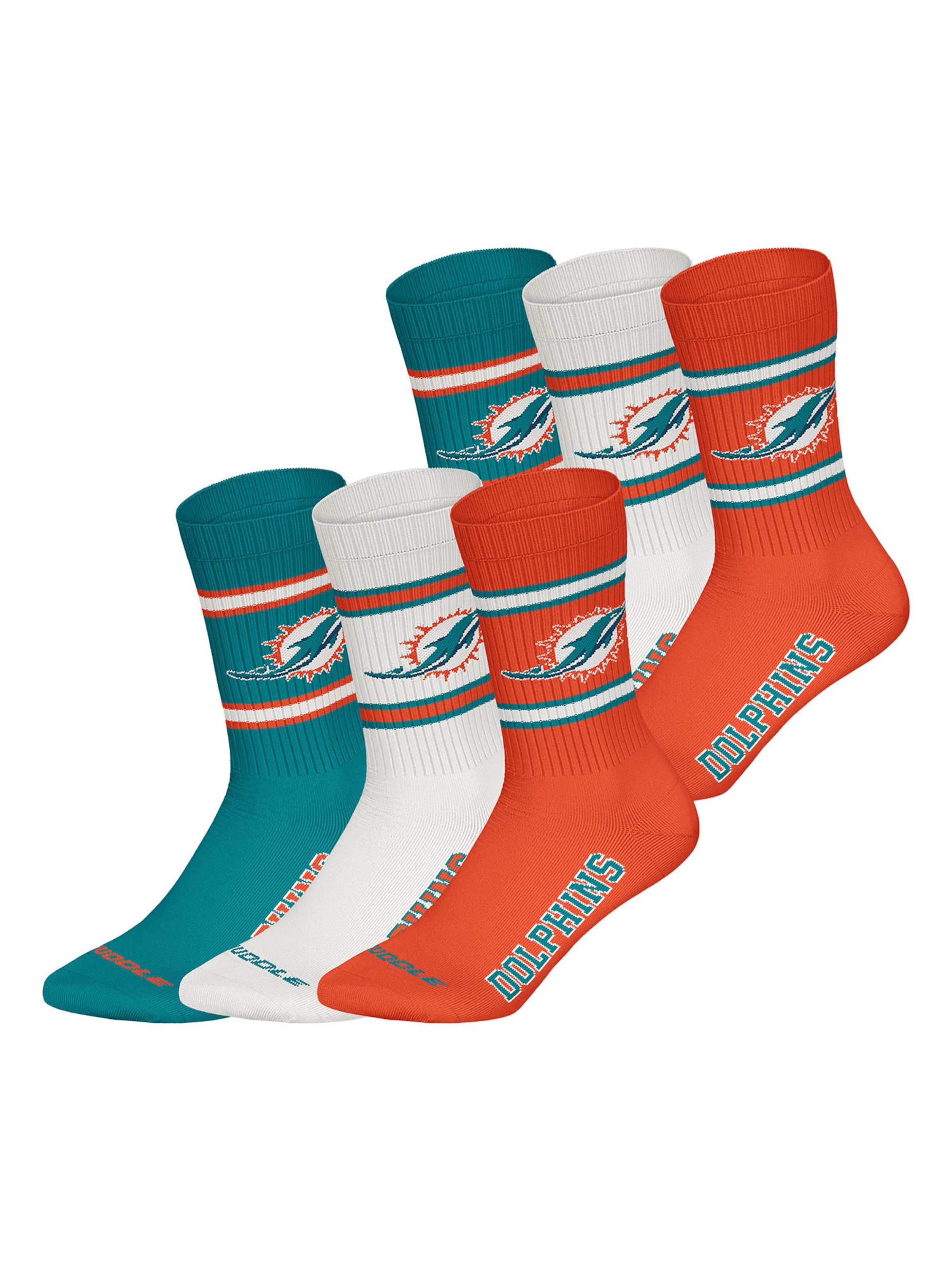 Huddle Socken 'Miami Dolphins Crew' in Blau: Vorderseite