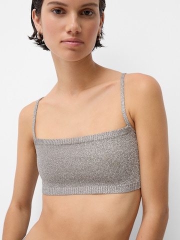 Top in maglia di Bershka in argento