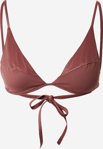 Calvin Klein Swimwear Triangle Bikini Top in Brown: front