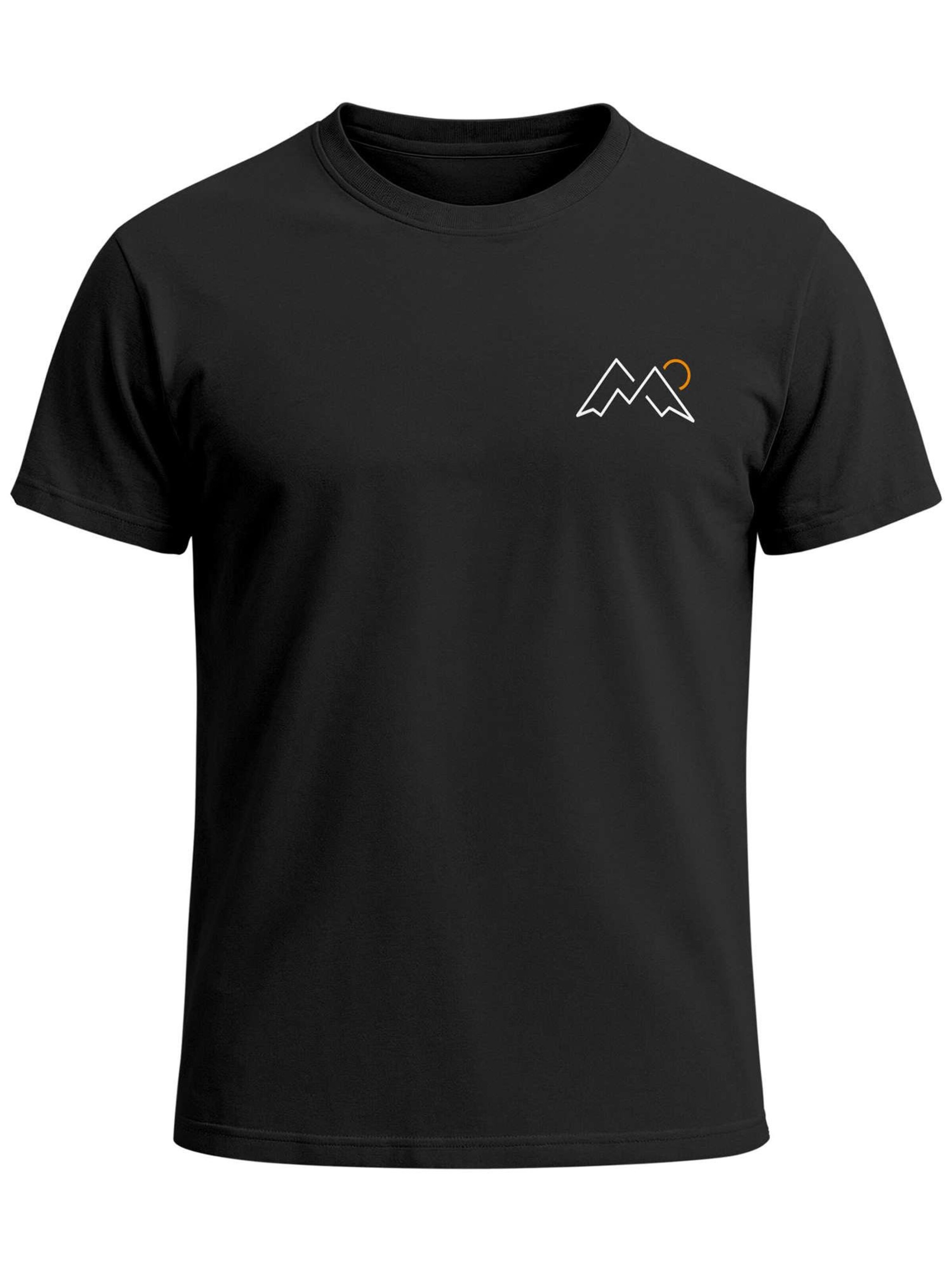 Neverless Shirt 'Mountain Lineart'‌‌‌‌‌‌ in Schwarz: Vorderseite