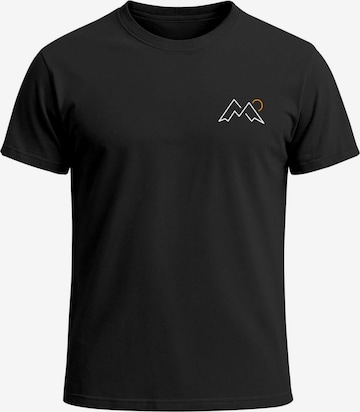 Neverless Shirt 'Mountain Lineart' in Schwarz: Vorderseite