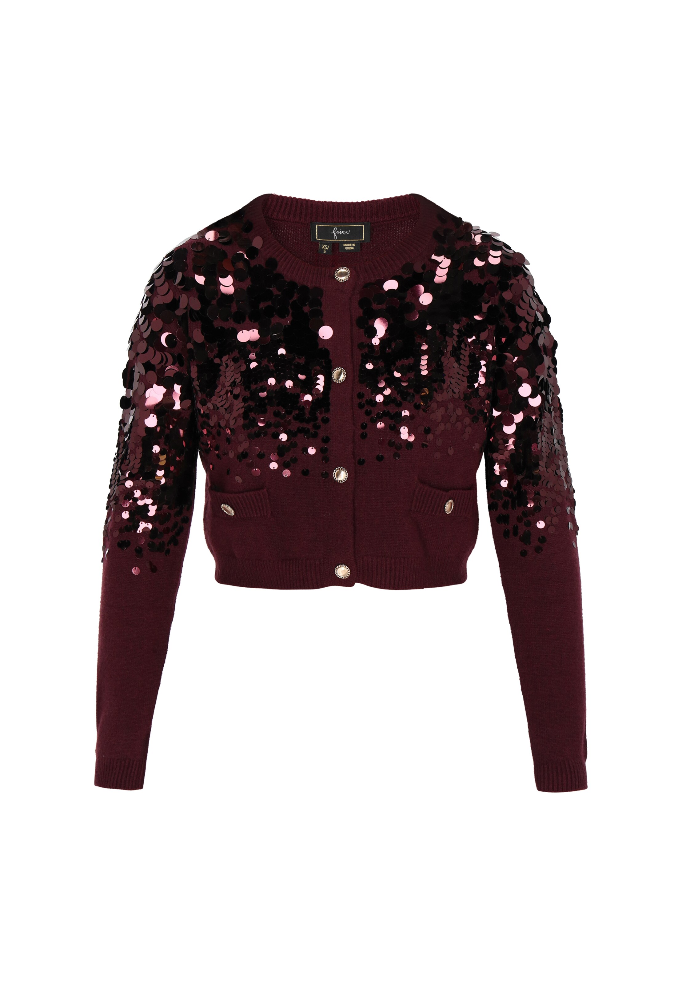 faina Casaco de malha em borgonha, Vista do artigo