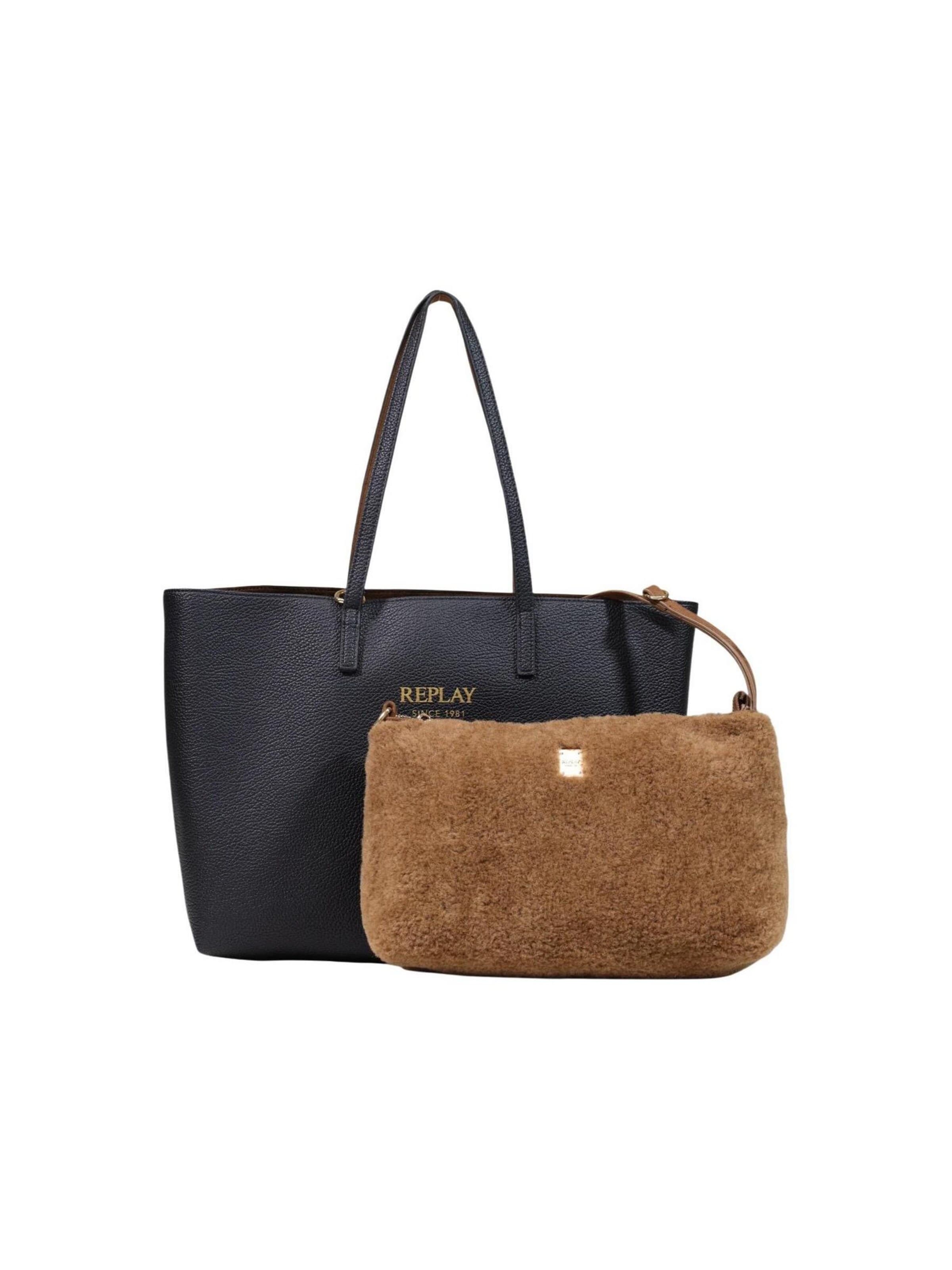 REPLAY Shoppingväska 'PLAIN SYNTHETIC + VELVETY SYNTHETIC + CU FW01CA.000.A7243Y' i svart