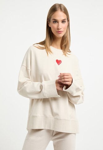 Sweat-shirt Frieda & Freddies NY en beige : devant